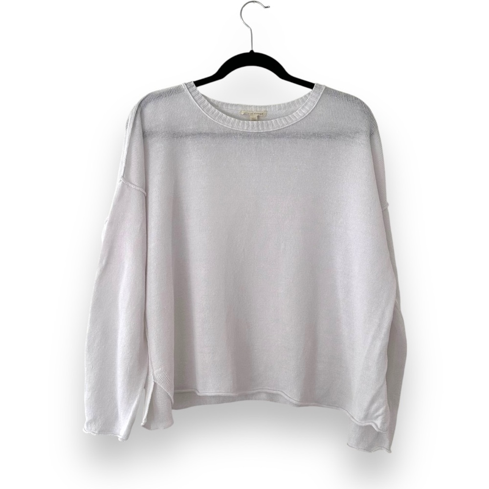 Eileen Fisher Classic White Crew Neck Sweater